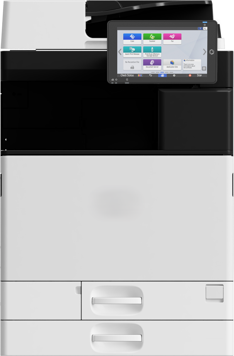 Multifonction professionnel Ricoh IM C2010 avec écran tactile et bacs à papier.